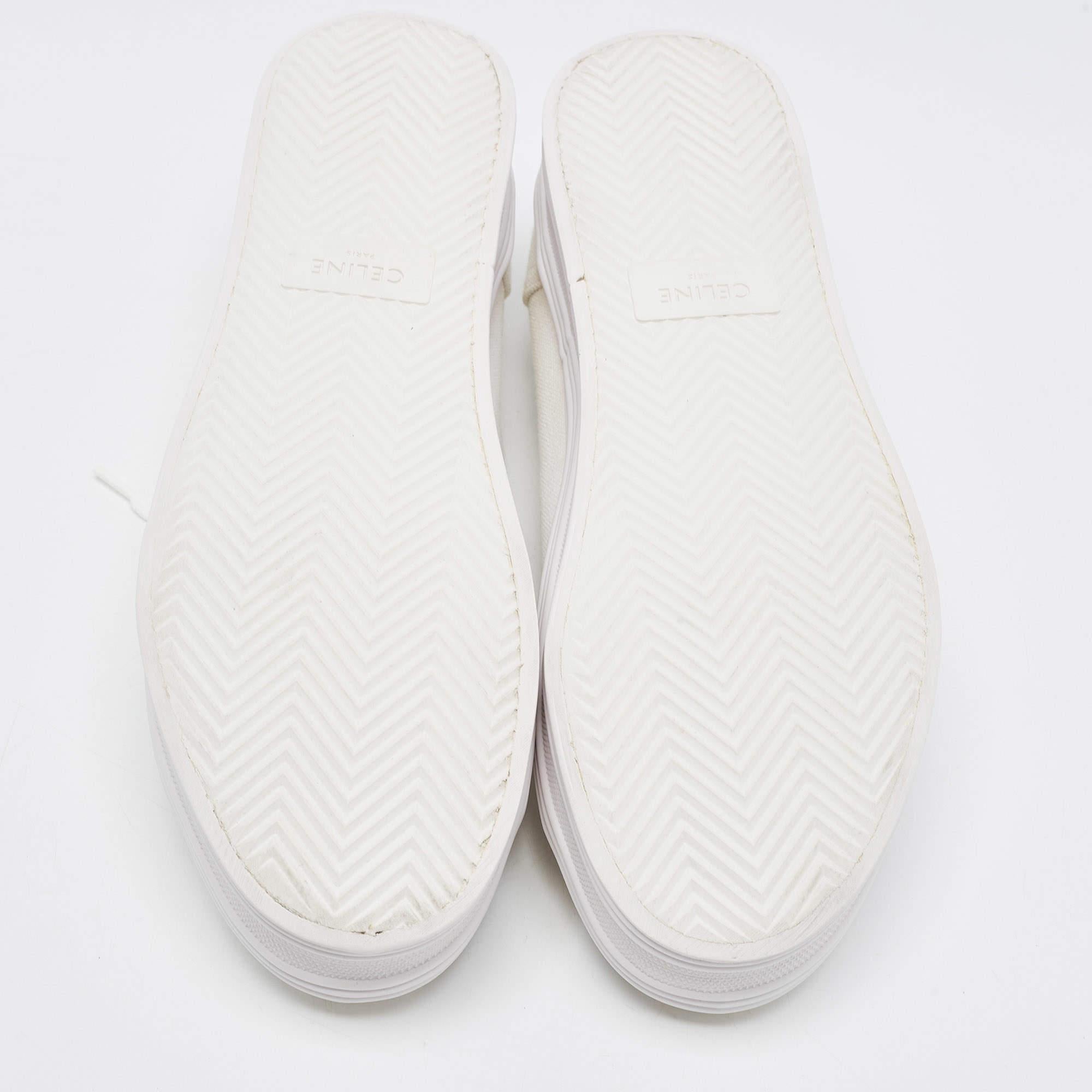 Celine White Canvas Jane Low Top Platform Sneakers Size 42 2