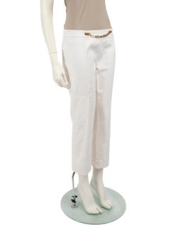 Céline White Chain Detail Cropped Trousers Size L