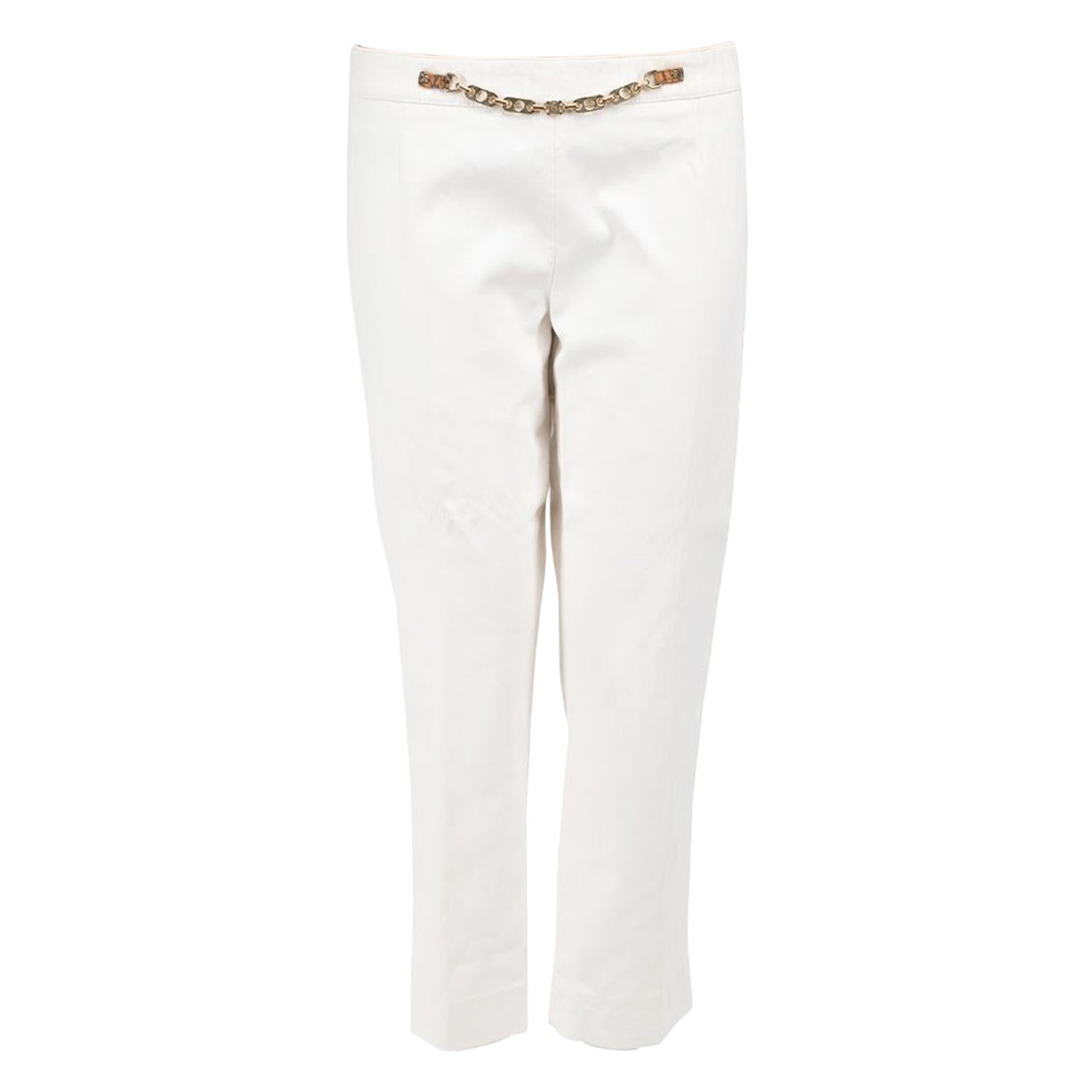 Céline White Chain Detail Cropped Trousers Size L