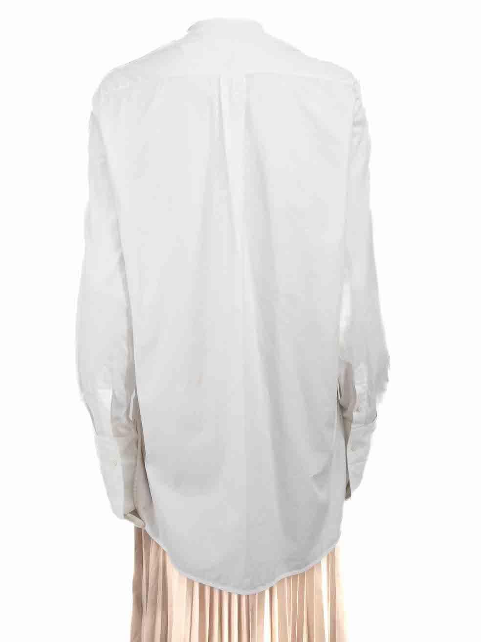Céline White Collarless Button Up Shirt Size XL In Good Condition For Sale In London, GB