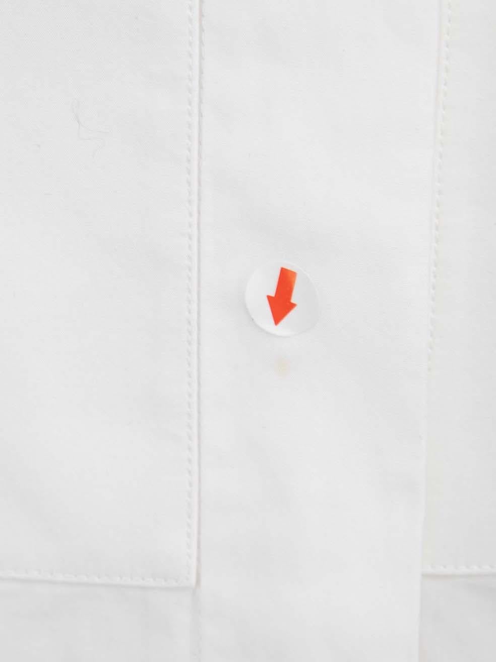 Céline White Collarless Button Up Shirt Size XL For Sale 1