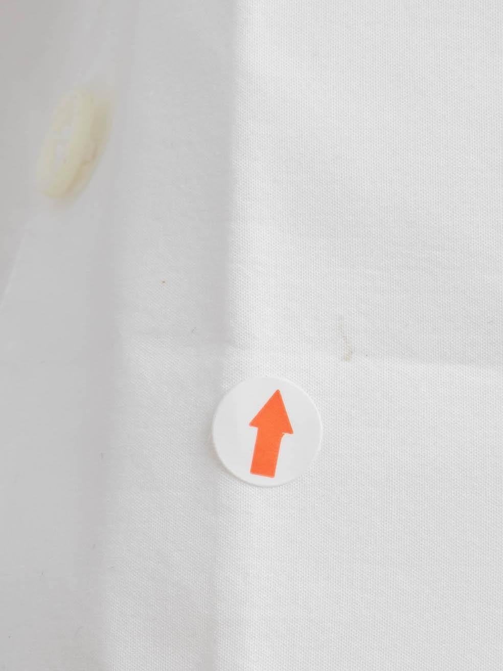 Céline White Collarless Button Up Shirt Size XL For Sale 4