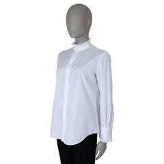 CELINE white cotton 2019 FRILLED POPLIN Button-Up Shirt M