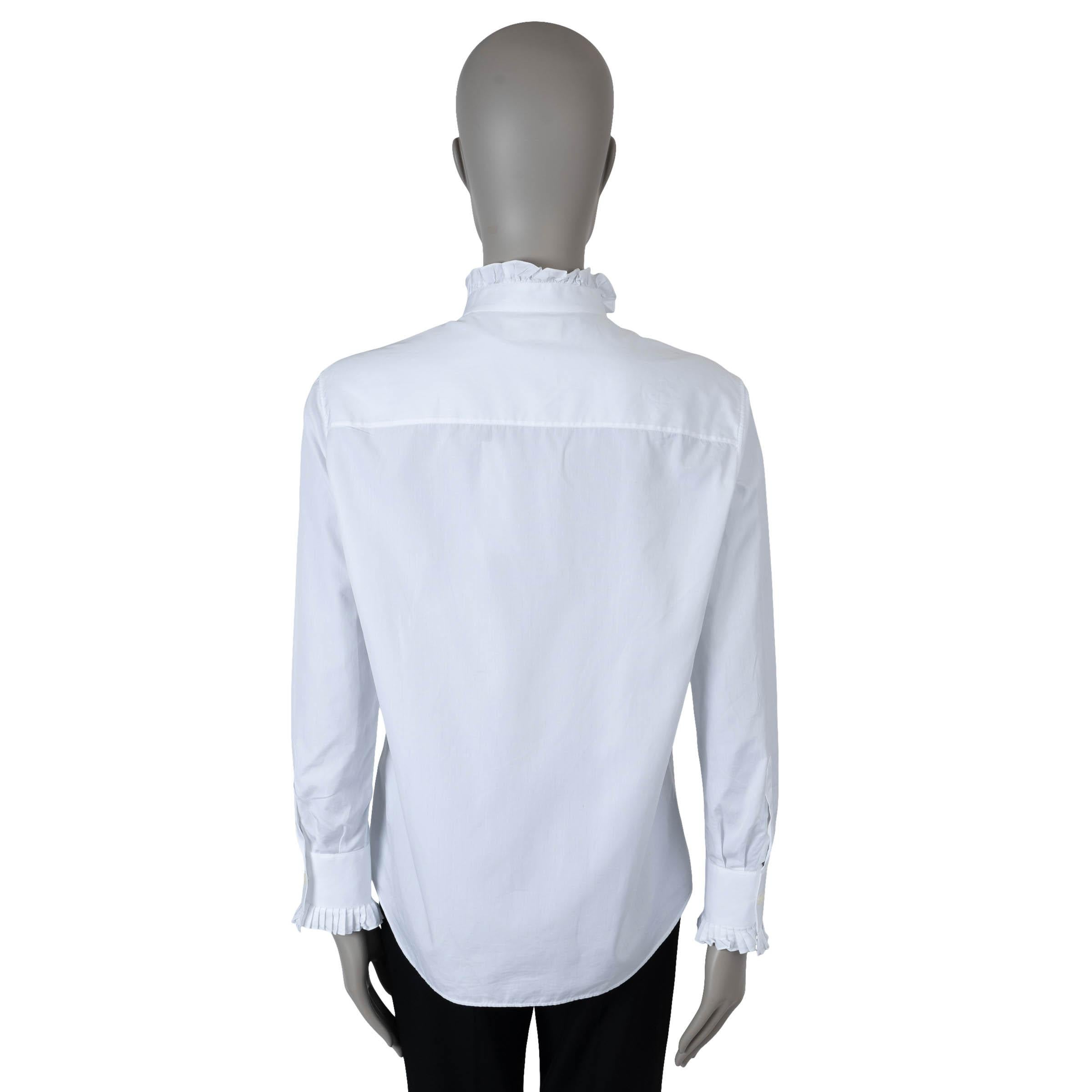 Gray CELINE white cotton 2019 FRILLED POPLIN Button-Up Shirt M