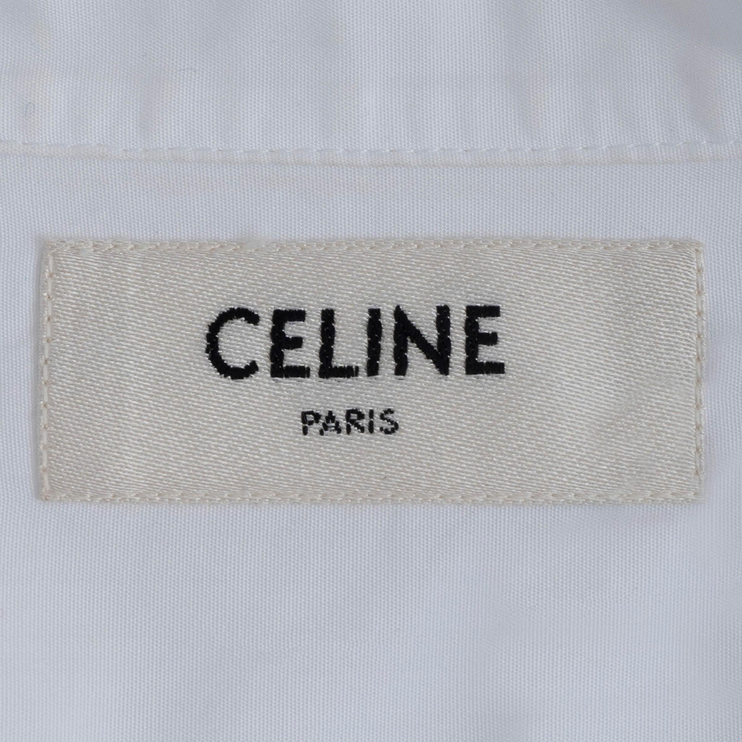 CELINE white cotton 2019 FRILLED POPLIN Button-Up Shirt M 1