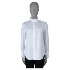 CELINE white cotton 2019 FRILLED POPLIN Button-Up Shirt M