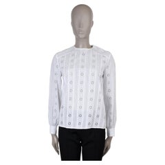 CELINE white cotton 2022 TRIOMPHE & FLORAL BRODERIE ANGLAISE Blouse Shirt 38 S