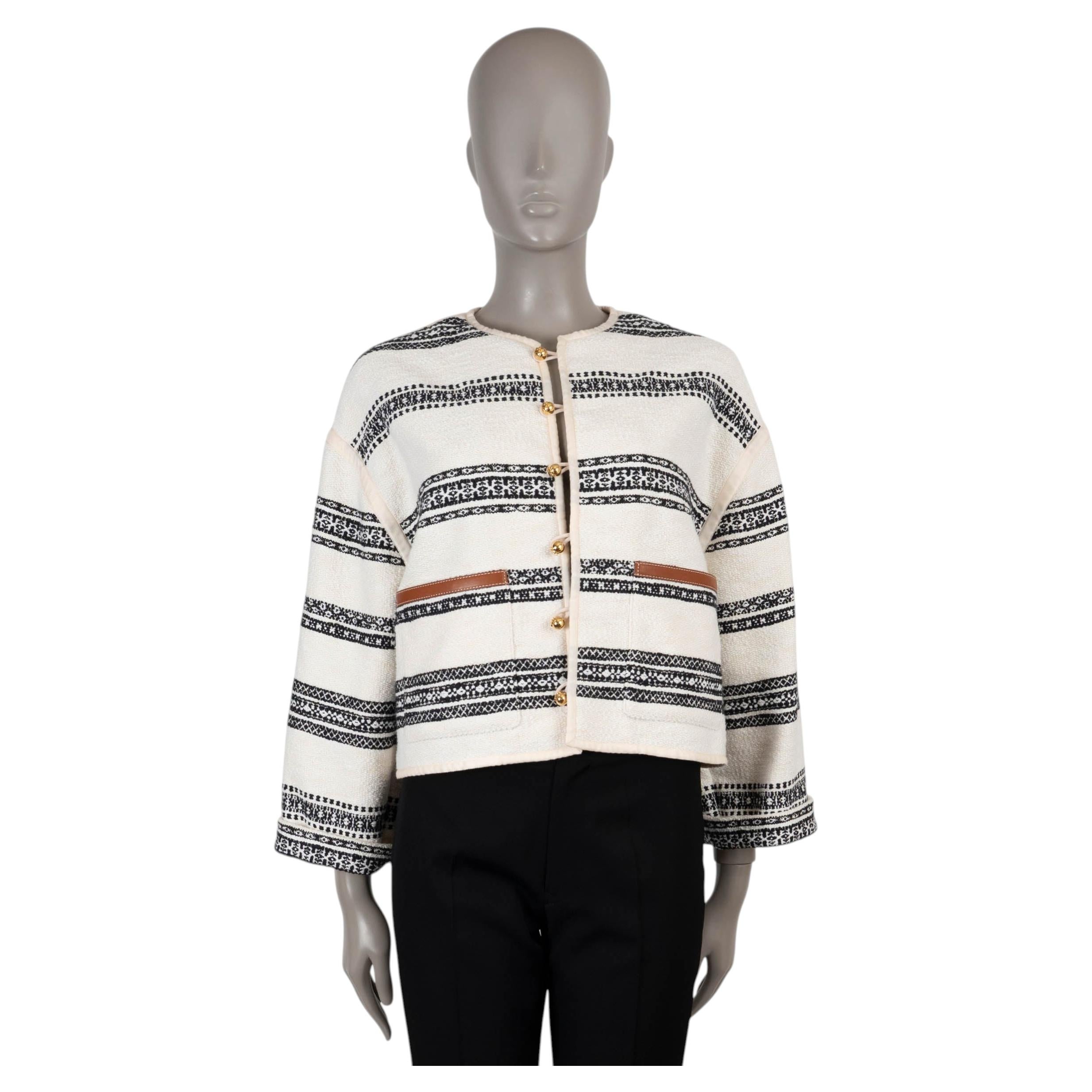 Chaleco de algodón blanco de CELINE, modelo BAJA STRIPED TWEED CARDIGAN, colección 2024, talla 34 (XS)