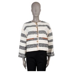 CELINE white cotton 2024 BAJA STRIPED TWEED CARDIGAN Jacket 34 XS