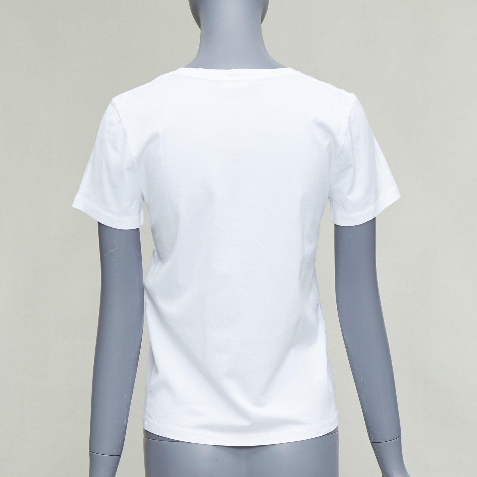 Donna CELINE cotone bianco nero grande logo girocollo tshirt aderente XS in vendita