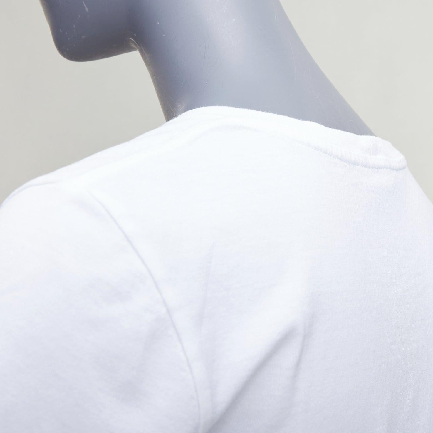CELINE cotone bianco nero grande logo girocollo tshirt aderente XS in vendita 2