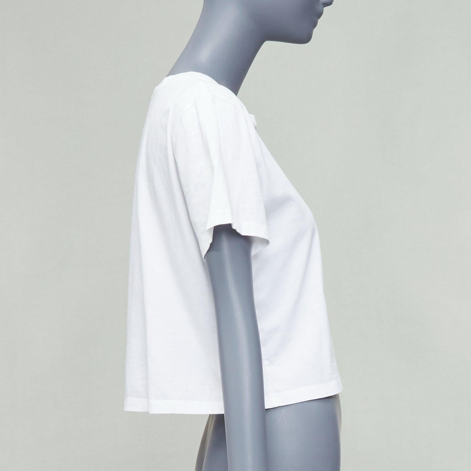 Women's CELINE white cotton blue big C logo varsity cropped tshirt S