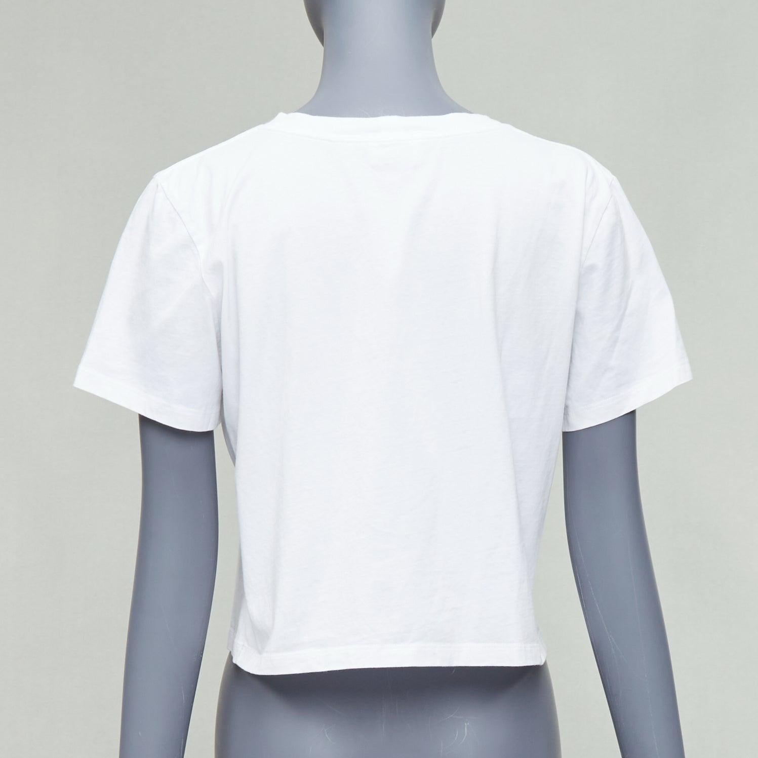 CELINE white cotton blue big C logo varsity cropped tshirt S 1