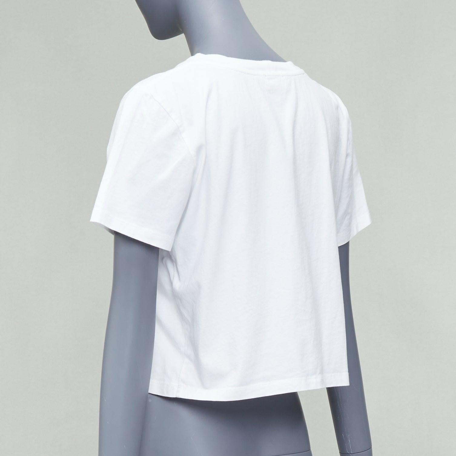 CELINE white cotton blue big C logo varsity cropped tshirt S 2