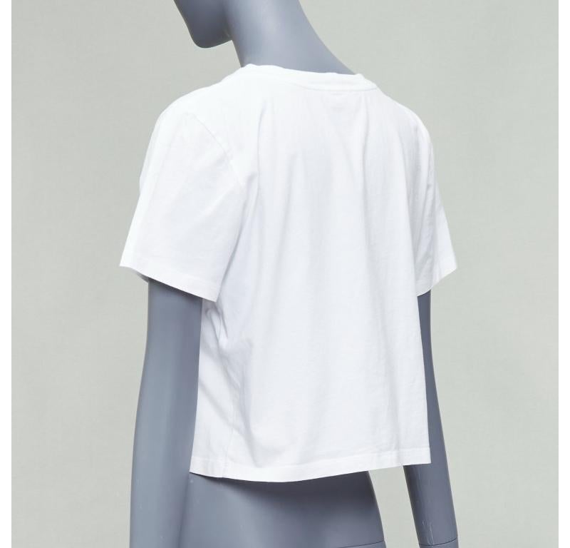 CELINE white cotton blue big C logo varsity cropped tshirt S For Sale 1
