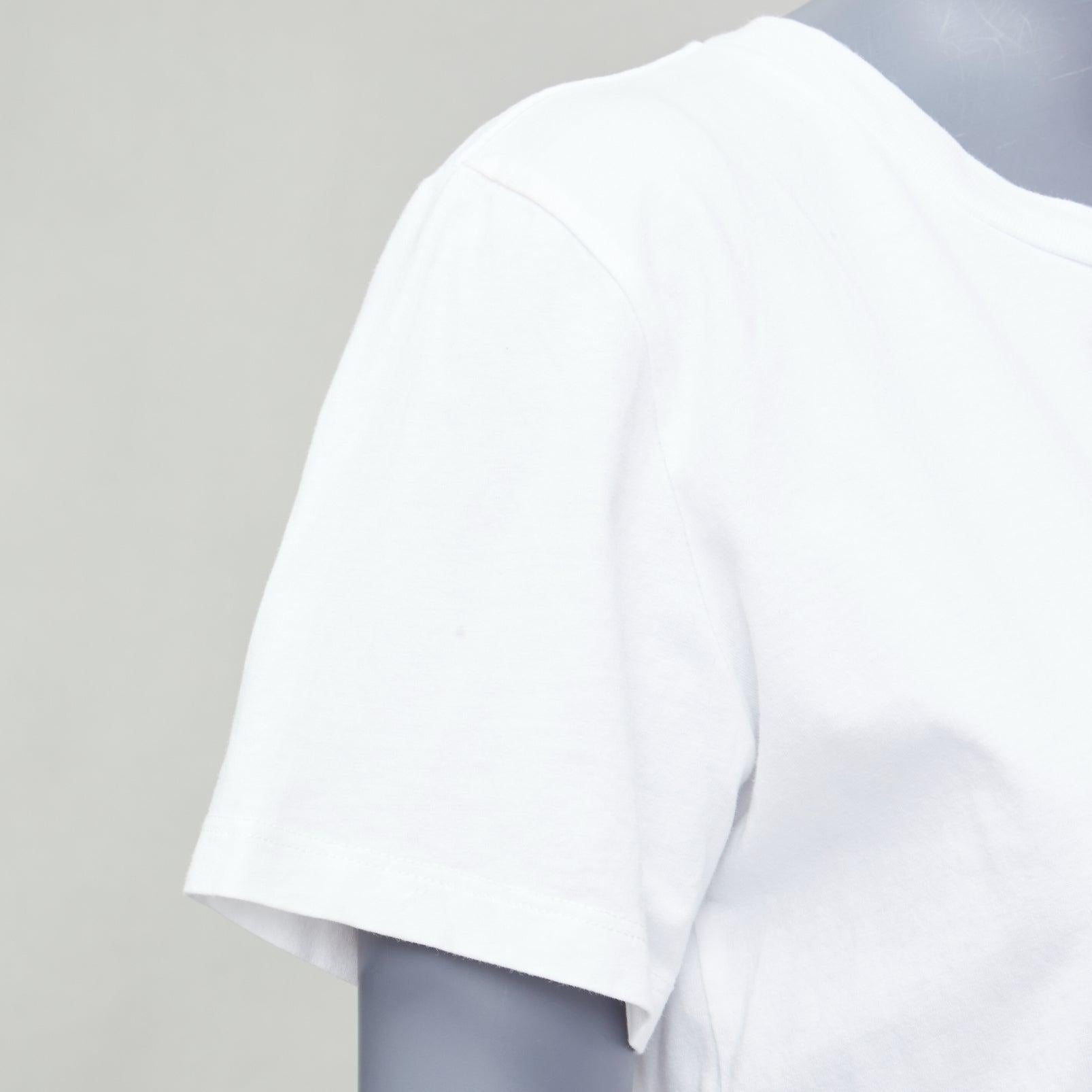 CELINE white cotton blue big C logo varsity cropped tshirt S 3