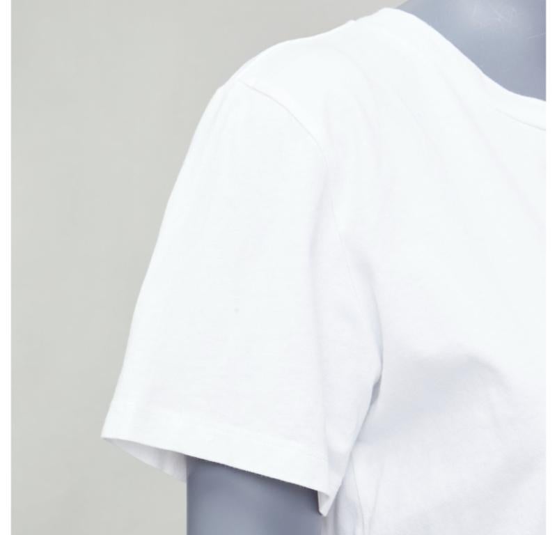 CELINE white cotton blue big C logo varsity cropped tshirt S For Sale 2