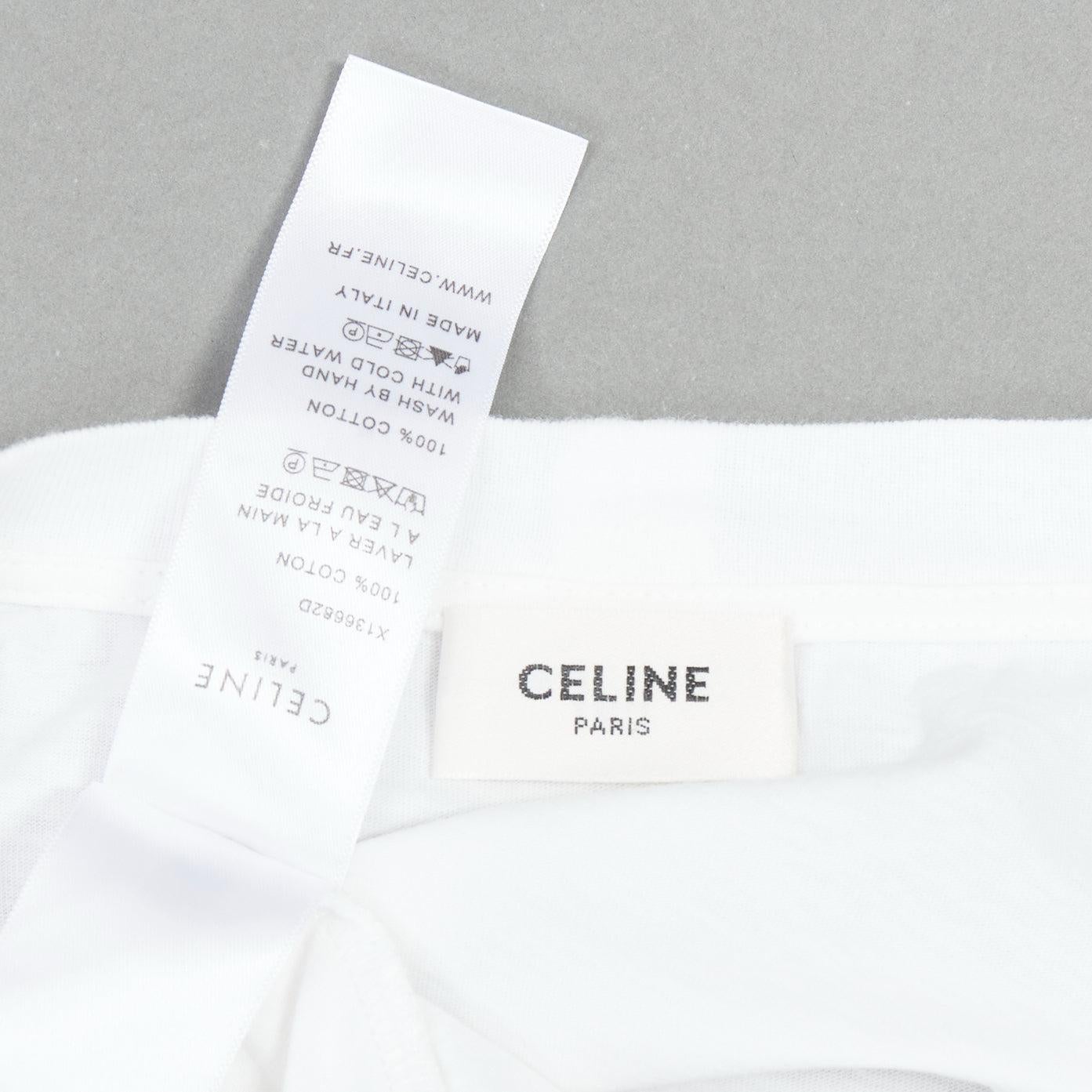 CELINE white cotton blue big C logo varsity cropped tshirt S 4