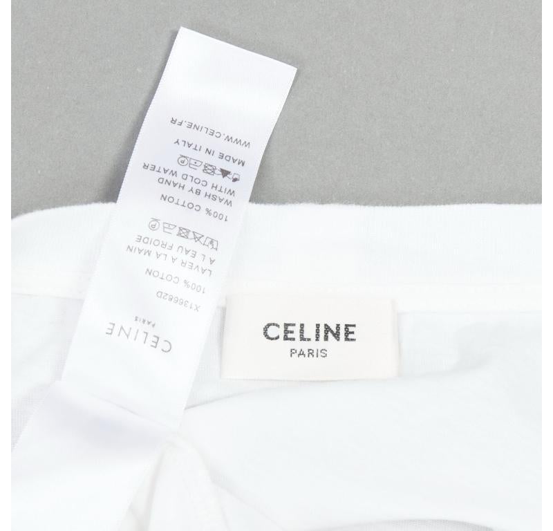 CELINE white cotton blue big C logo varsity cropped tshirt S For Sale 3