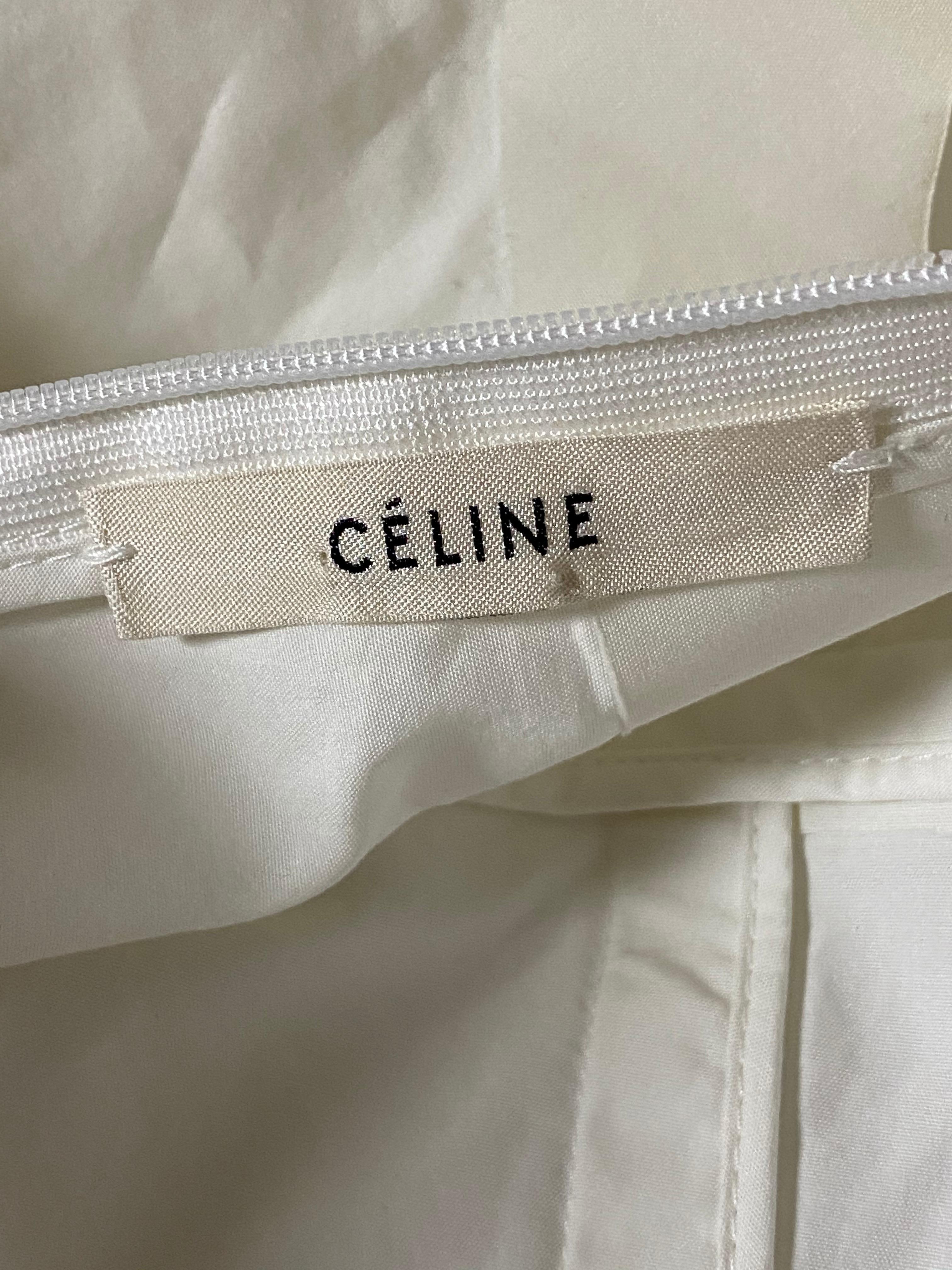 Celine White Cotton Long Sleeves Blouse Top Size 40 For Sale 4