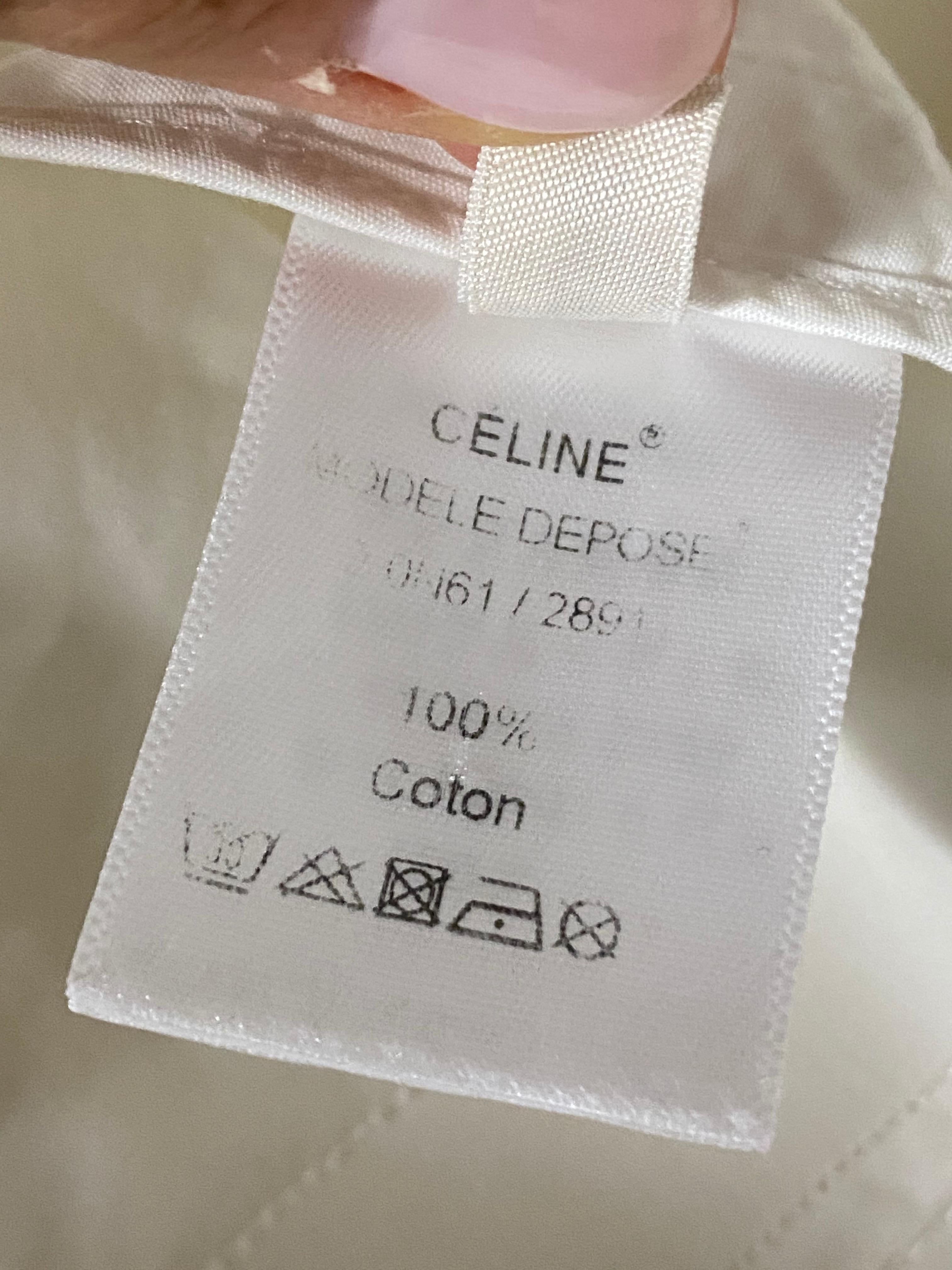 Celine White Cotton Long Sleeves Blouse Top Size 40 For Sale 6