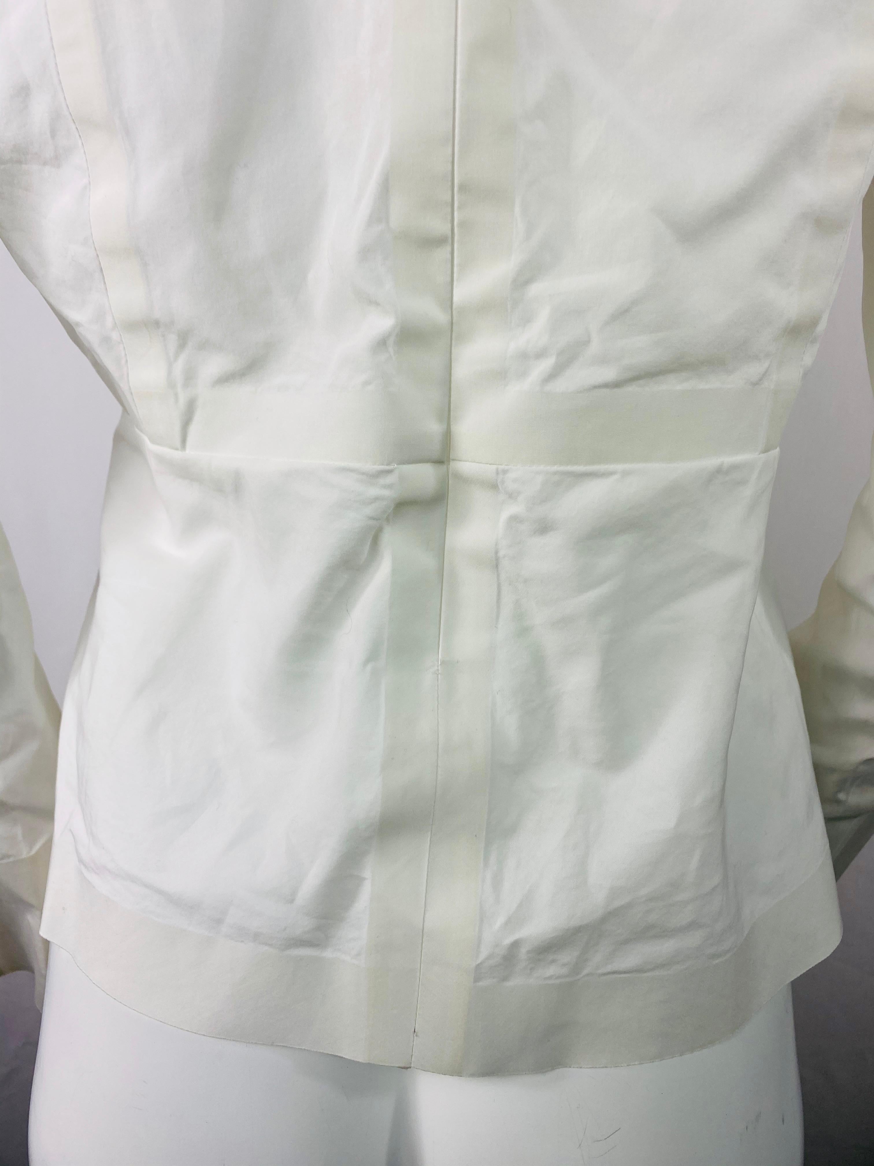 Women's Celine White Cotton Long Sleeves Blouse Top Size 40 For Sale