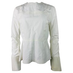Celine White Cotton Long Sleeves Blouse Top Size 40
