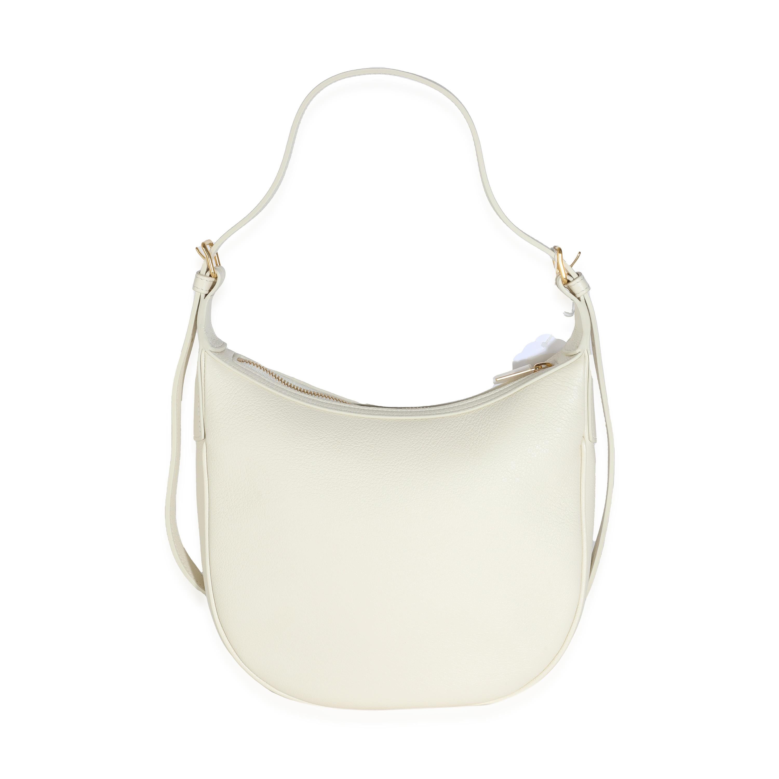 Celine White Cotton Supple Calfskin Cuir Triomphe Small Heloise Bag For Sale 1
