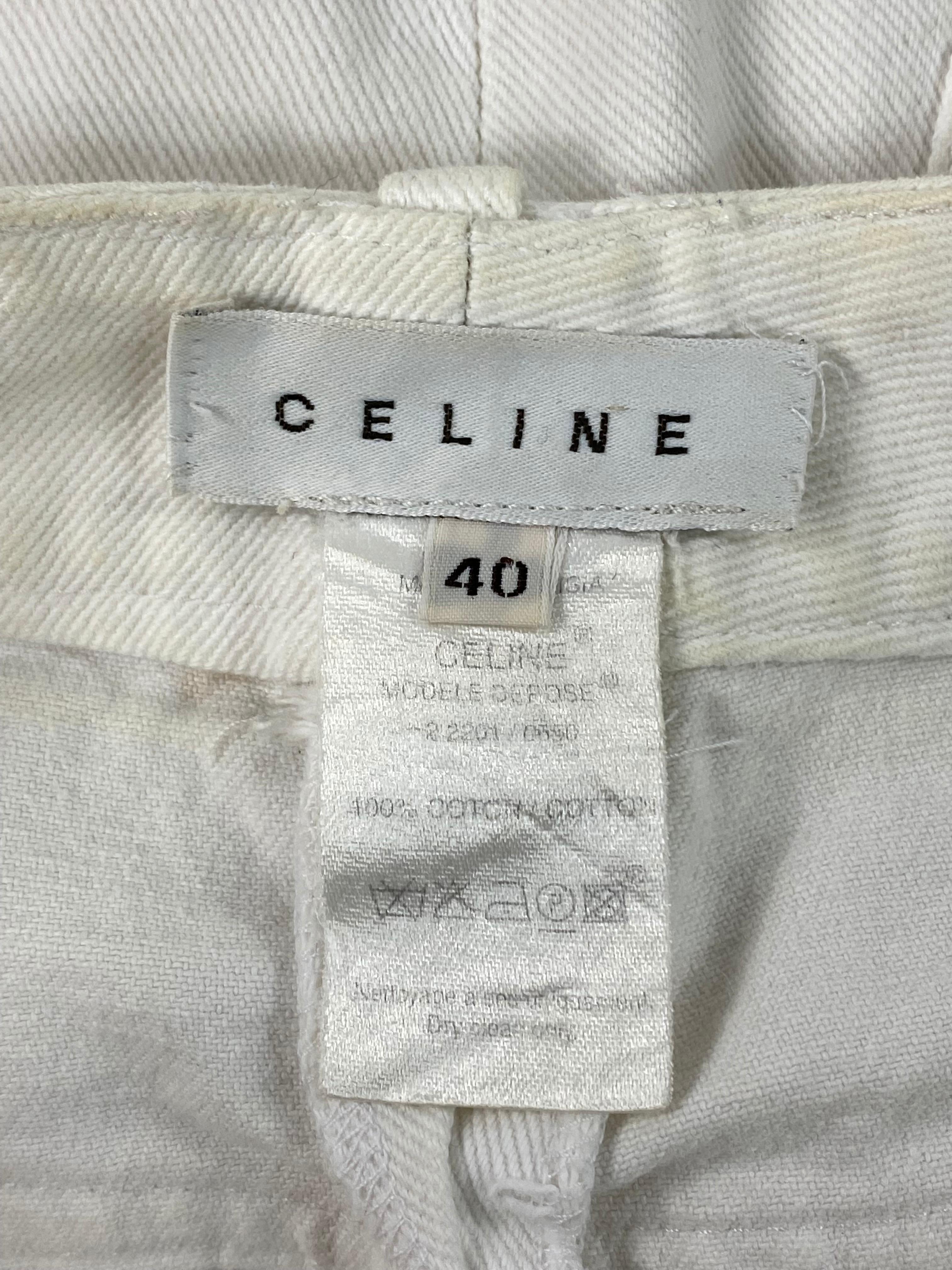 Gray Celine White Denim Mini Skirt, Size 40 For Sale