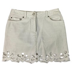 Celine White Denim Mini Skirt, Size 40