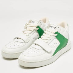 Celine Weiß/Grün Leder CT-02 Schnürung Turnschuhe Größe 39