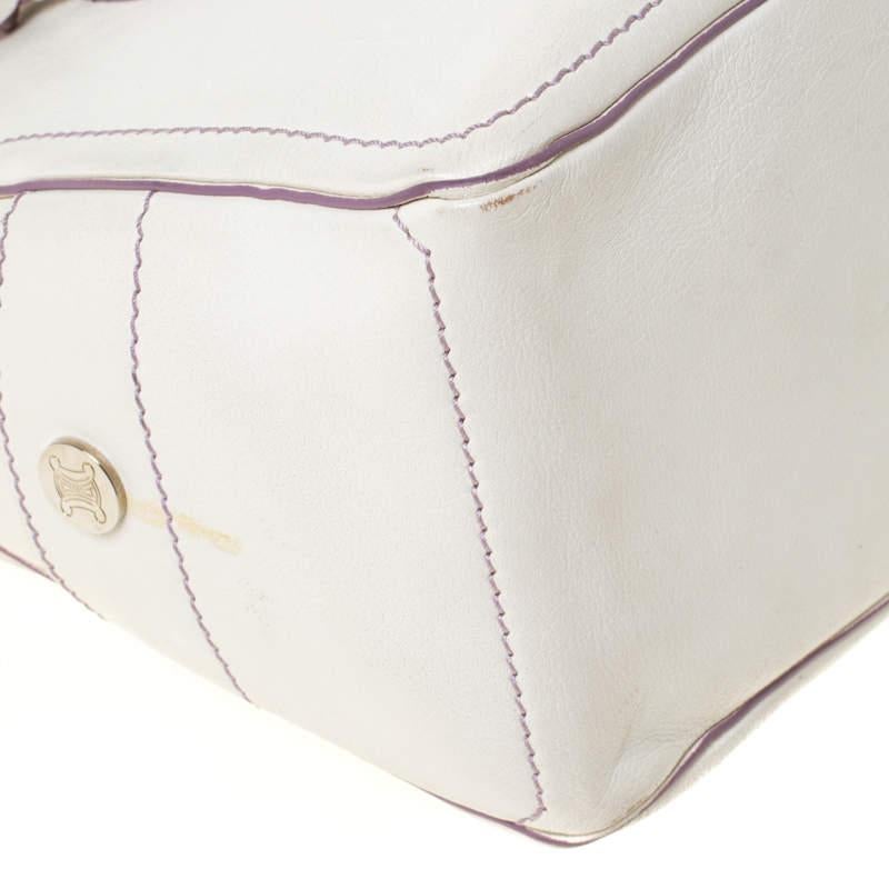 Celine White/Lavender Leather Boogie Tote For Sale 6