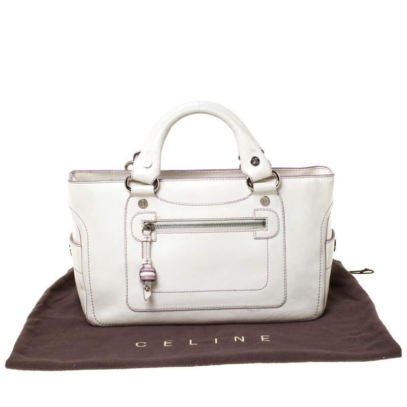 Celine White/Lavender Leather Boogie Tote For Sale 8