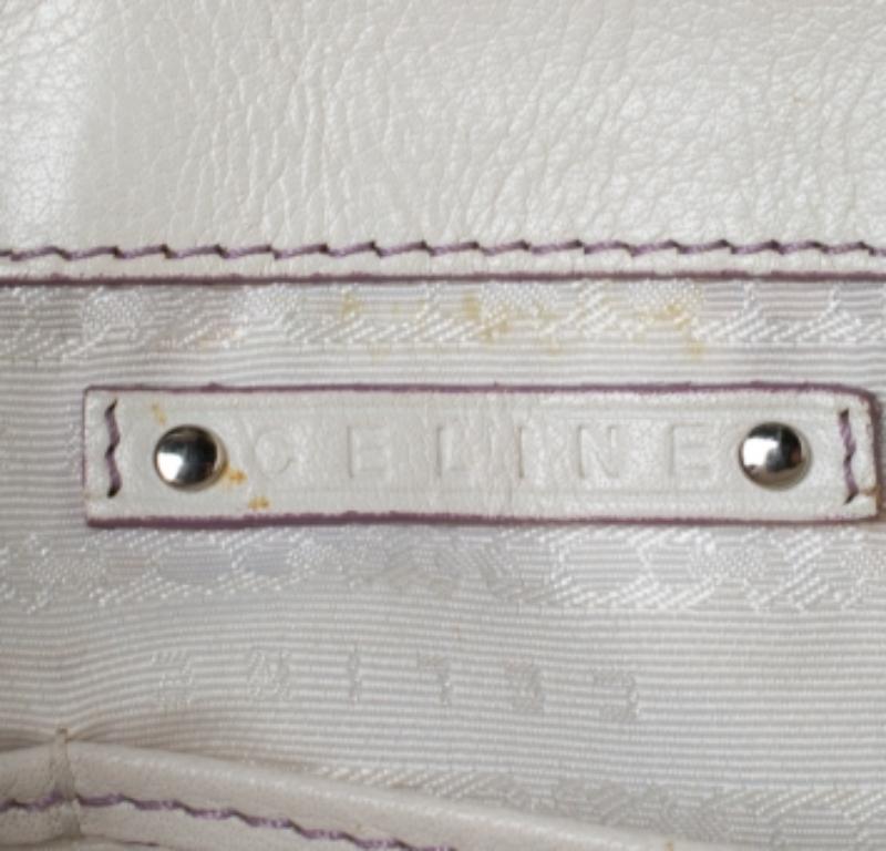 Celine - Fourre-tout Boogie en cuir blanc/lavande Bon état - En vente à Dubai, Al Qouz 2