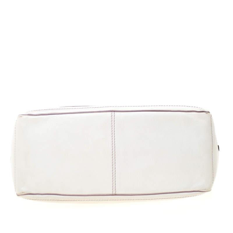 Celine White/Lavender Leather Boogie Tote For Sale 1