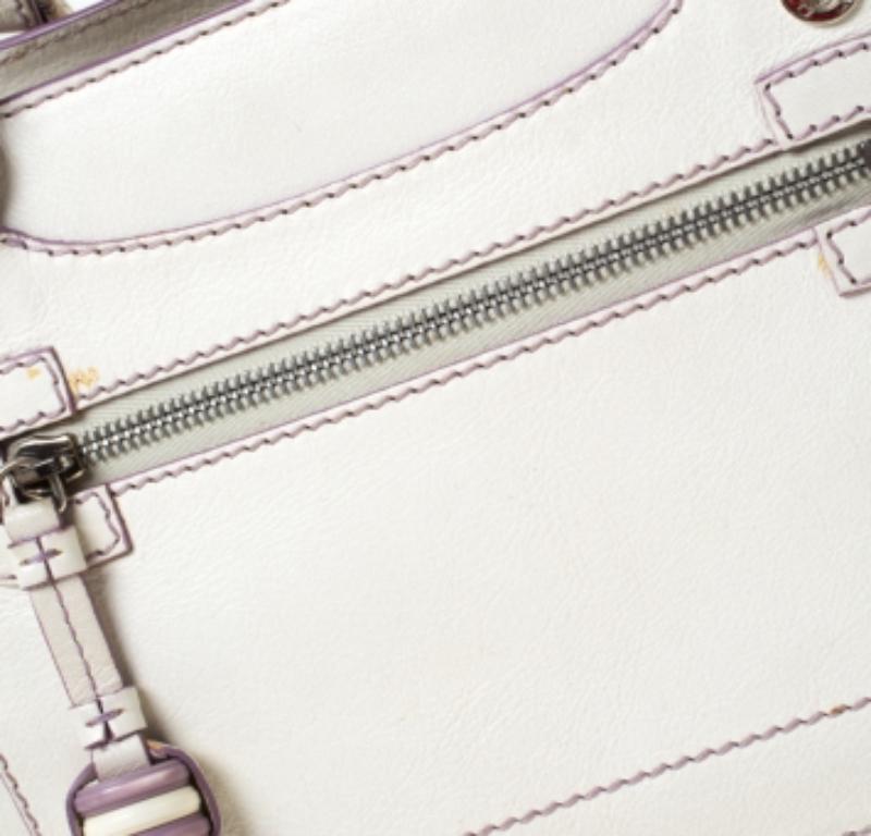 Celine - Fourre-tout Boogie en cuir blanc/lavande en vente 3