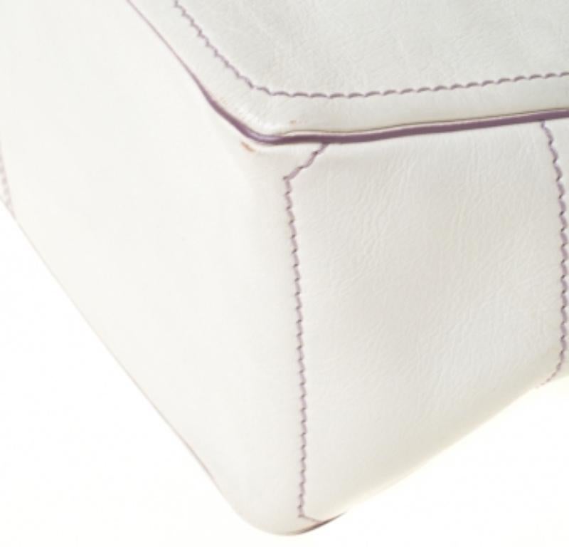 Celine - Fourre-tout Boogie en cuir blanc/lavande en vente 4