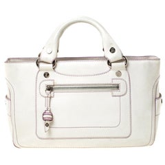 Celine White/Lavender Leather Boogie Tote