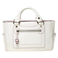 Celine White/Lavender Leather Boogie Tote