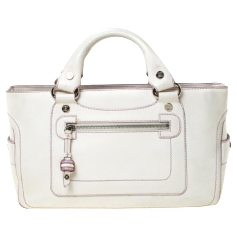 Celine White/Lavender Leather Boogie Tote