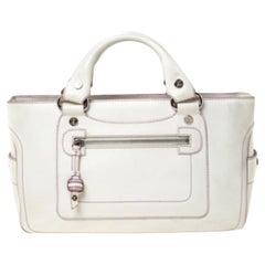 Celine White/Lavender Leather Boogie Tote