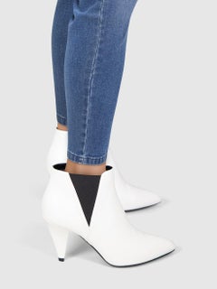 Céline White Leather Ankle Boots Size IT 38