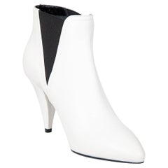 Céline White Leather Ankle Boots Size IT 38