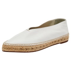 Celine White Leather Babouche Pointed Toe Espadrilles Size 38