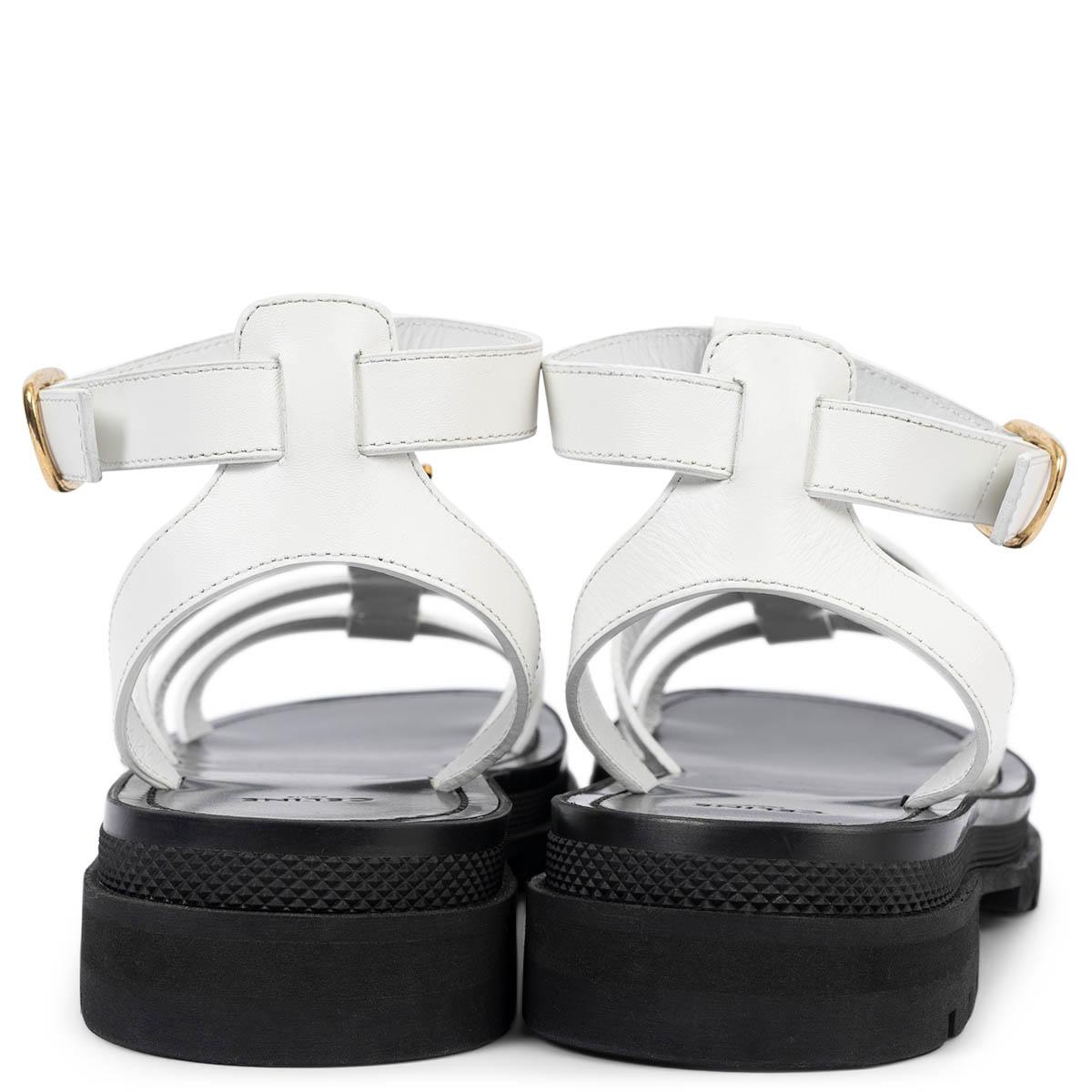 CELINE white leather CLEA TRIOMPHE CHUNKY GLADIATOR Sandals Shoes 41 fit 40.5 1