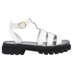 CELINE white leather CLEA TRIOMPHE CHUNKY GLADIATOR Sandals Shoes 41 fit 40.5