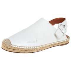 Celine Espadrille Pantoletten aus weißem Leder, Größe 38