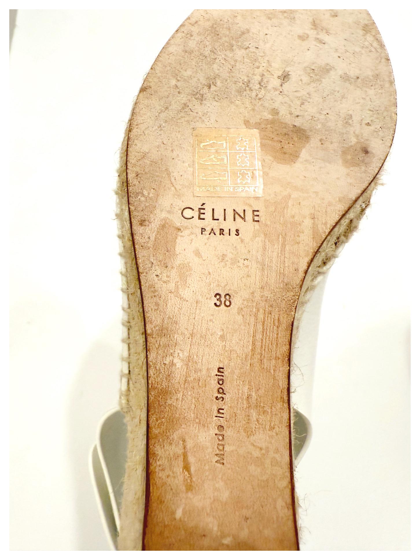 CÉLINE Weiß Leder Espadrille Wedges SS16/SS17 (Phoebe Philo Era) Größe 38 im Angebot 6