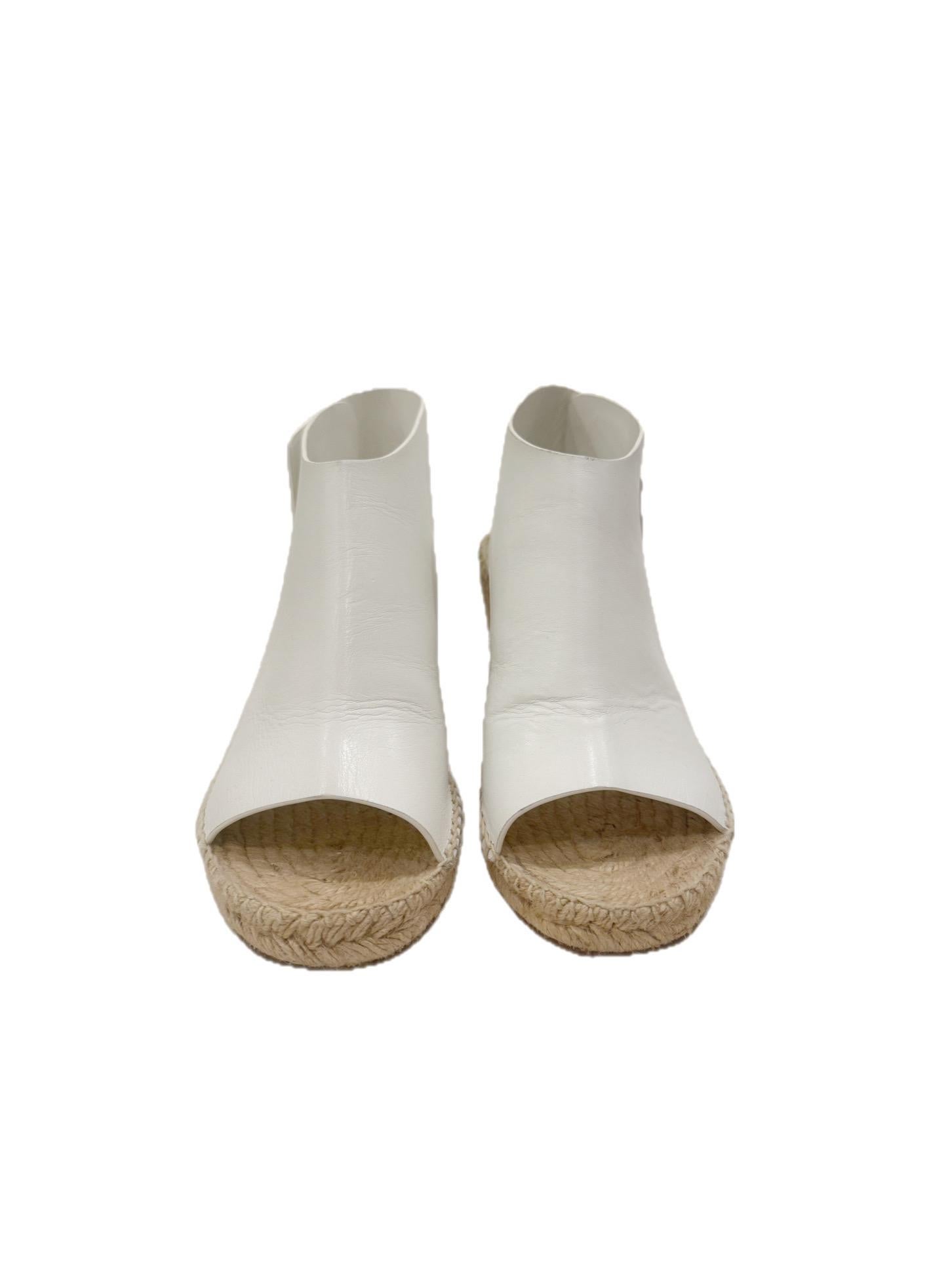 CÉLINE Weiß Leder Espadrille Wedges SS16/SS17 (Phoebe Philo Era) Größe 38 (Grau) im Angebot