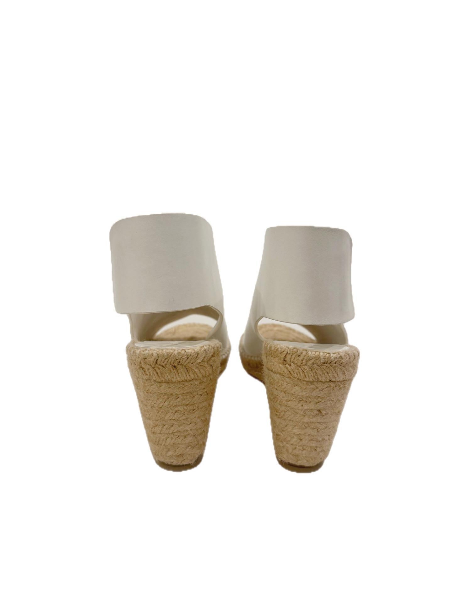 CÉLINE Weiß Leder Espadrille Wedges SS16/SS17 (Phoebe Philo Era) Größe 38 im Zustand „Gut“ im Angebot in Woodland Hills, CA